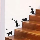 Katzen spielen Fangen Schmetterlinge home Vinyl Wandaufkleber Dekor Aufkleber Wandbild Kätzchen Haustiere Tapete Dekoration Kinderzimmer