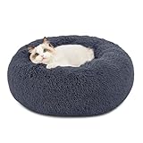 BEDSURE Hundebett waschbar Flauschiges Katzenbett - Ø 50 cm Donut Kissen, Katzenschlafplatz für Katzen Kleine Mittelgroße Hunde, Plüsch Katzenkissen Rund...