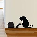 Katze Maus Loch Weihnachten Party Geschenk Vinyl Wandaufkleber Dekor Aufkleber Wand KItchen Haustiere