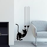 DESIGNSCAPE® Wandtattoo Lustige kratzende Katze mit Kratzspuren | Farbe: schwarz | Größe: mittel (46 x 110 cm)