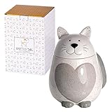 SPOTTED DOG GIFT COMPANY - Keramik-Vorratsdose in Katzen-Form - mit Deckel und Herz-Motiv - luftdichter Aufbewahrungsbehälter für die Küche - Geschenk für...