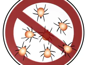 Stilisierte Zecken auf Warnschild
