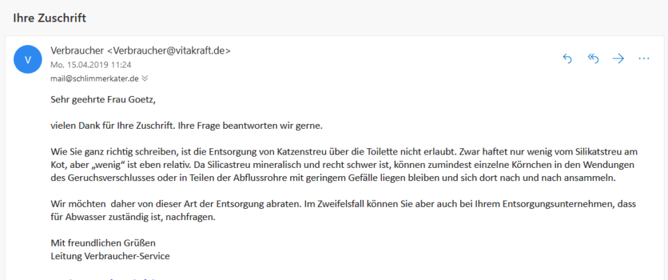 E-Mail von Vitakraft